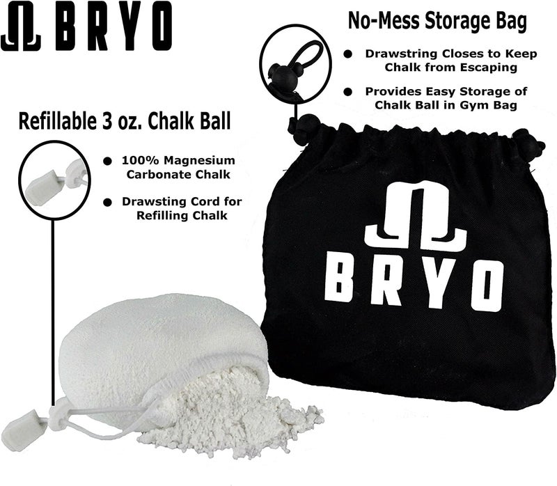 BRYO Chalk Ball 3 oz with Storage Bag - Premium Chalk for Rock Climbing, Weightlifting, Gymnastics, Crossfit & More - Mess Free Gym Chalk with Refillable Sock - Natural Drying Formula - Image 2
